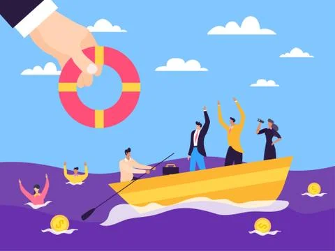 Crisis help business support vector Illustration. Financial sponsorship Иллюстрация