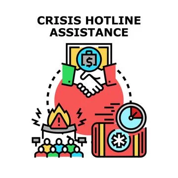 Crisis hotline assistance providing support and help Stock Illustration