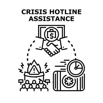 Crisis hotline assistance providing support and help Ilustração Stock