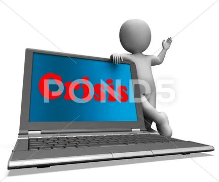 Crisis laptop means calamity troubles or critical situation Stock Illustration
