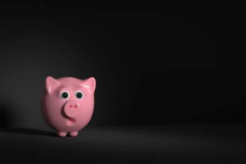 Crisis lockdown one very surprised piggy bank - 3d illustration Stock Illustration