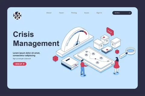 Crisis management concept in 3d isometric design for landing page template... Stock Illustration