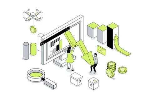 Crisis Management Isometric Concept Illustrazione stock