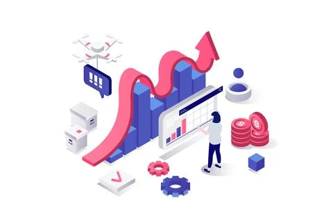 Crisis Management Isometric Concept Illustrazione stock