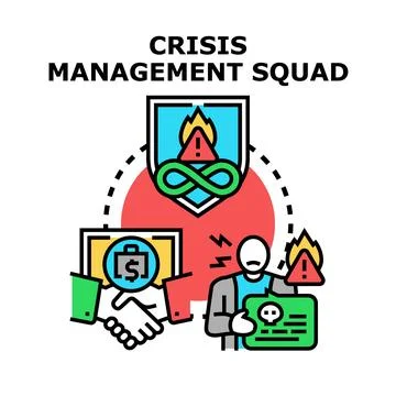 Crisis management squad handling problems and risks Stock Illustration