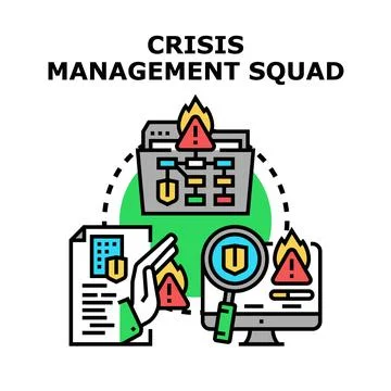 Crisis management squad managing emergency problem solution planning Illustration