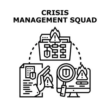 Crisis management squad managing emergency problem solution planning Stock Illustration