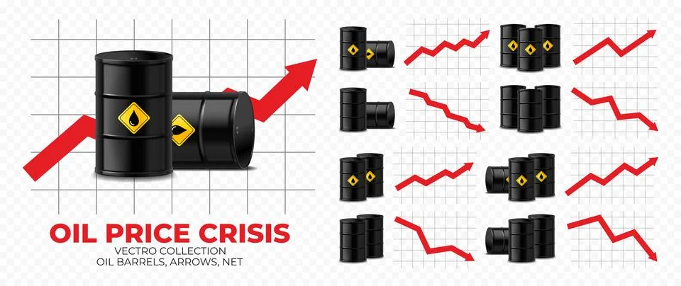 Crisis of Oil Prices Concept Visualization Set 스톡 일러스트