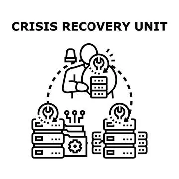 Crisis recovery unit managing data security systems 스톡 일러스트