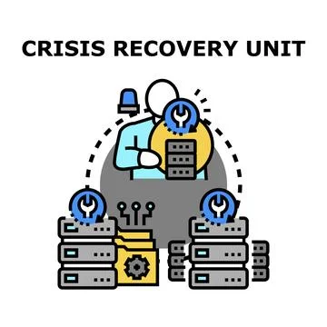Crisis recovery unit managing data security systems Stock Illustration