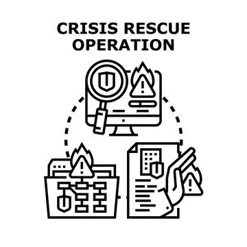Crisis rescue operation managing system breakdown and data loss Stock Illustration