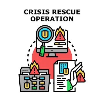 Crisis rescue operation managing system breakdown and data loss Stock Illustration