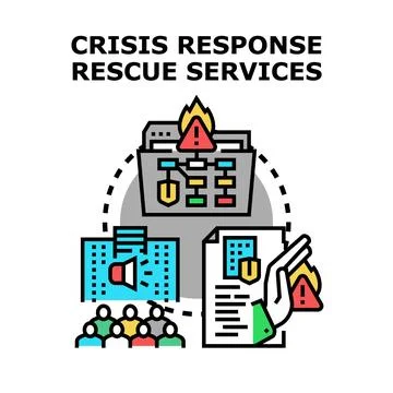 Crisis response rescue services concept vector illustration Stock Illustration