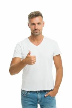 Crisis solution. He knows he is attractive. Mature man. Overcome problems Stockfoto's