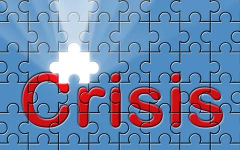 Crisis text written on a puzzle background Stock Illustration
