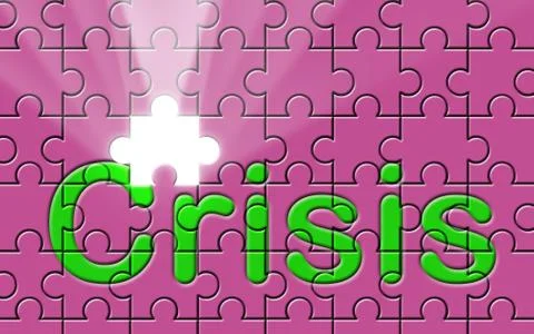 Crisis text written on a puzzle background Stock Illustration