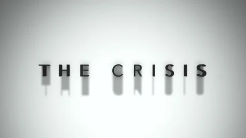 The crisis title matte black title on a white backdrop Stock Footage 301837697