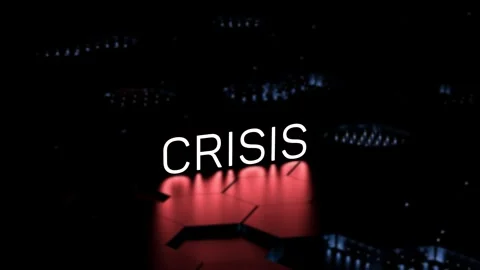 Crisis, word, red text blurred background,crisis situation animation. 3D render. Stock Footage 336098012