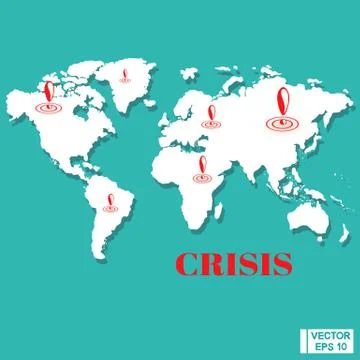 Crisis on the world map. Stock Illustration