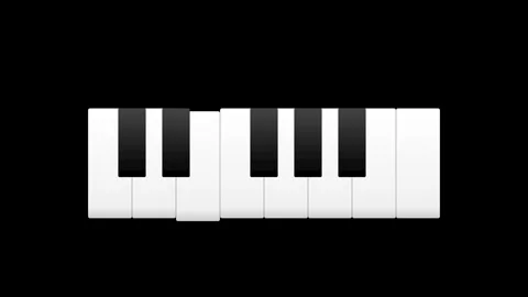 A crisp 2D flat icon illustration of a piano keyboard featuring a rhythmic .. Stock-Footage 346202429