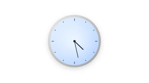 A crisp 2D flat vector clock featuring silver and blue gradients, rotating .. Stock-Footage 346202519