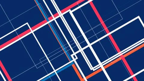 A crisp abstract blueprint of intersecting geometric lines and rectangles i.. Stock Illustration