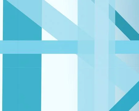 Crisp blue and cyan rectangles intersect with pale diagonal planes in a cle.. Stockillustratie