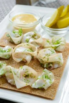 Crisp bread with lard Stock Photos
