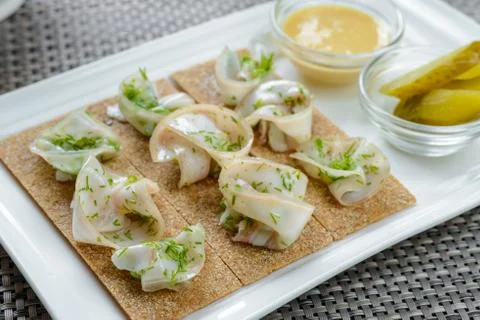 Crisp bread with lard Stock Photos