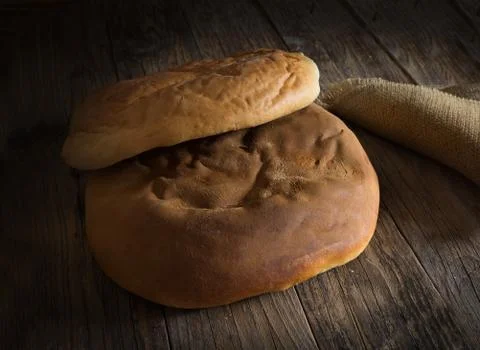 Crisp empty bread dish Stock Photos
