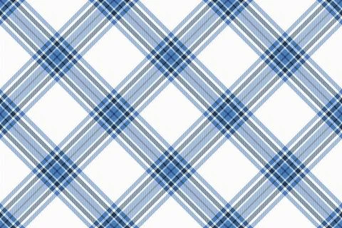 A crisp, seamless plaid pattern featuring elegant diagonal blue and white lin Stock Illustration