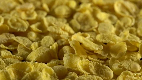 Crisp tasty cornflakes falling down. Stock Footage 73478280