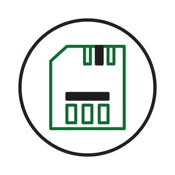 A crisp vector symbol representing computer memory with a modern circular f.. Stock Illustration