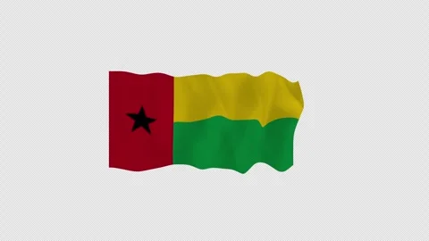 Crisp Waving Guinea Bissau Loop Alpha Channel Stockbeeldmateriaal 342553076
