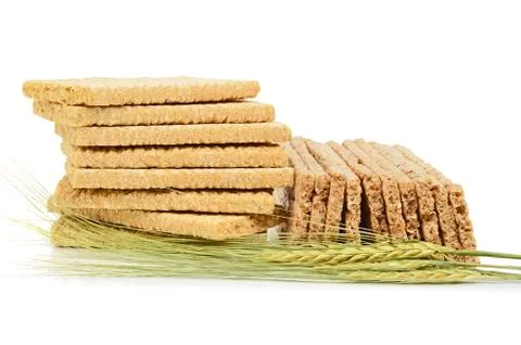 Crispbread and  wheat ear Stock Photos