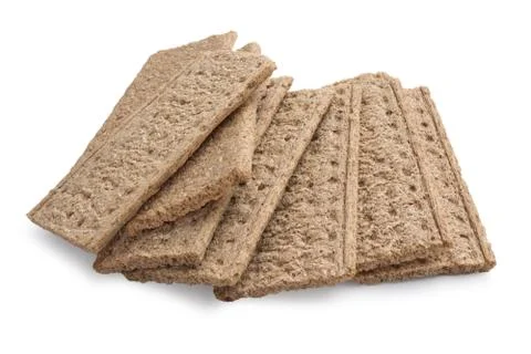 Crispbread with bran of white background Stock Photos