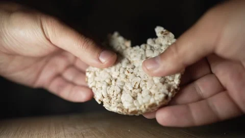 Crispbread is broken into two pieces Stock Footage 316667088