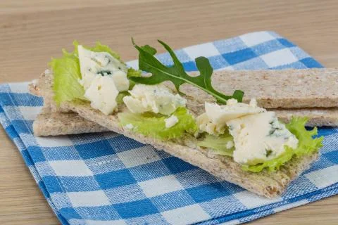 Crispbread with cheese Stock Photos