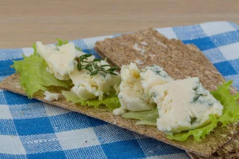 Crispbread with cheese Stock Photos