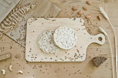 Crispbread with flax seed. Stock Photos