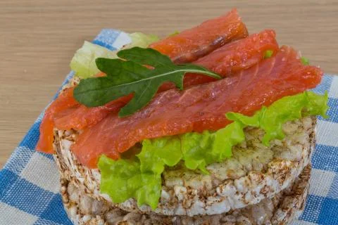 Crispbread with salmon Stock Photos