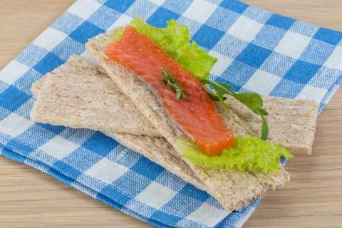 Crispbread with salmon Foto stock