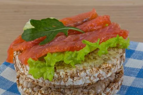 Crispbread with salmon Stock Photos