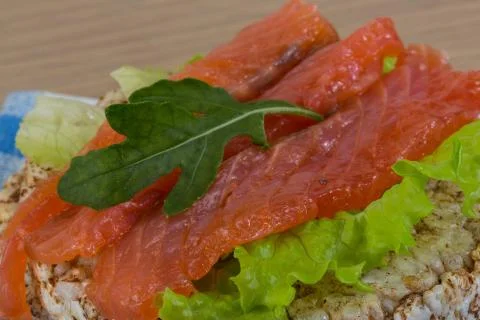 Crispbread with salmon Stock-Fotos