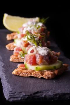 Crispbread with tuna Stock Photos