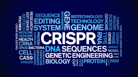 CRISPR animated word cloud,animation text kinetic tag typography seamless loop. Stock Footage 265676148