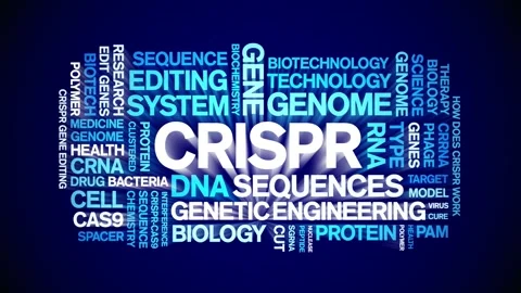 CRISPR animated word cloud,animation text kinetic tag typography seamless loop. Stock Footage 265676289