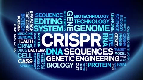 CRISPR animated word cloud,animation text kinetic tag typography seamless loop. Stock Footage 265676471