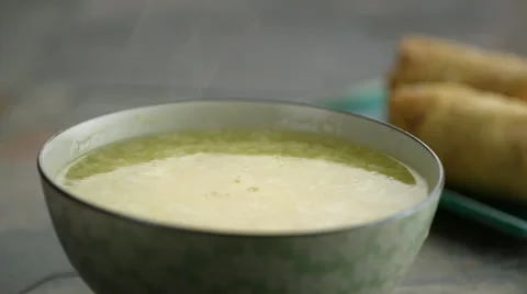 Crisps falling in soup Stock Footage 46667952