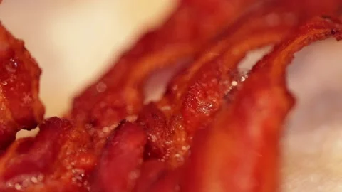 Crispy bacon on paper Stock Footage 149118660